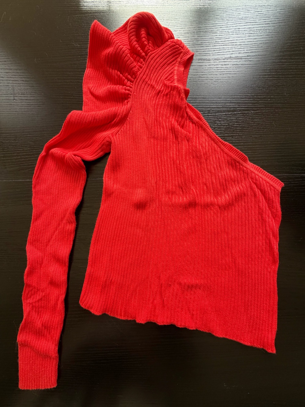 Tularosa One-Shoulder Red Ribbed Sweater